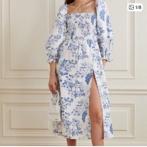 Reformation Blue and White Floral Long Sleeve Dress